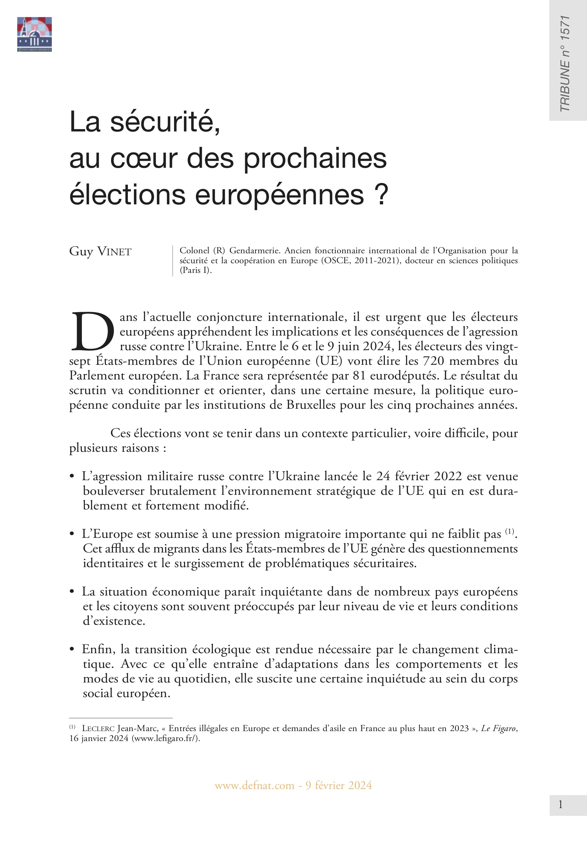 La sécurité, au cœur des prochaines élections européennes ?
